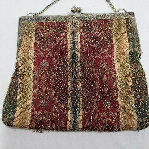 Christiana Beaded Evening Bag Purse Red Green Gold